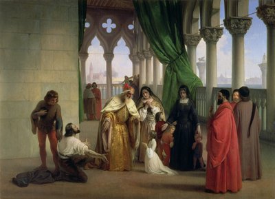 The Two Foscari: Francesco Foscari, Doge of Venice Banishing His Son Jacopo on the Charge of Treasonable Correspondence While in Exile by Francesco Hayez
